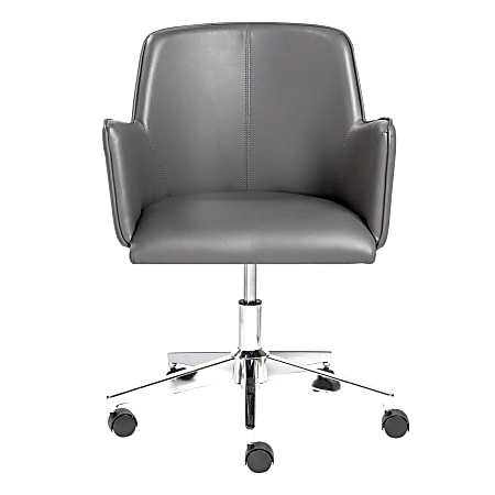 Eurostyle Sunny Pro Faux Leather Low-Back Commercial Office Chair, Chrome/Gray