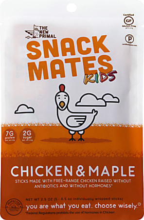 The New Primal Chicken & Maple Snack Mates Kids Sticks, 2.5 Oz, Total Qty 8