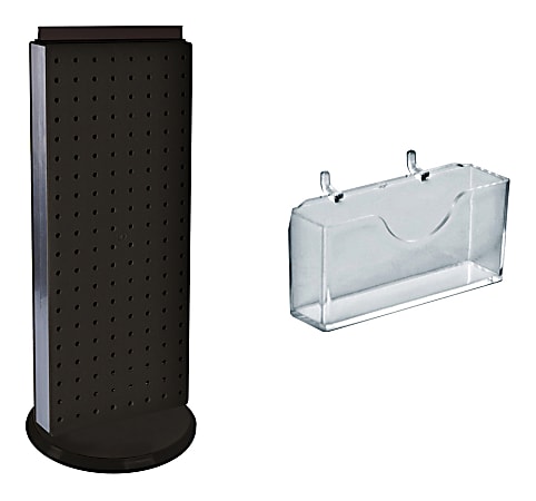 Azar Displays 20-Pocket Revolving Countertop Pegboard Kit For Gift Cards, 21" x 8", Black