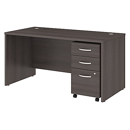 Bush Business Furniture Studio C Office Desk with Mobile File Cabinet, 60"W x 30"D, Storm Gray, Premium Installation
