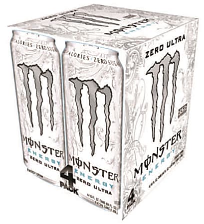 Monster Energy Drinks, Ultra Zero, 16 Oz, Pack Of 4