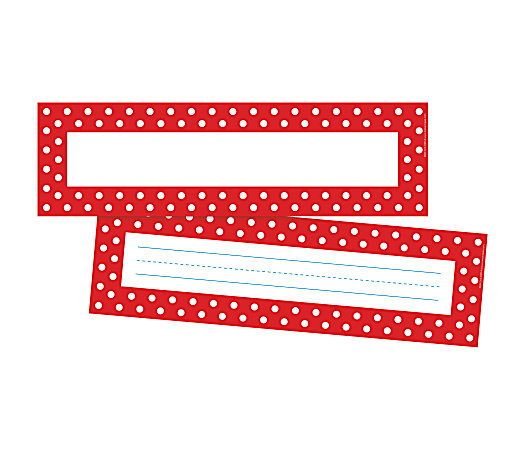 Barker Creek Double-Sided Name Plates, 12" x 3 1/2", Red/White Dot, Pack Of 72 Name Plates