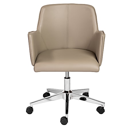 Eurostyle Sunny Pro Faux Leather Low-Back Commercial Office Chair, Chrome/Taupe