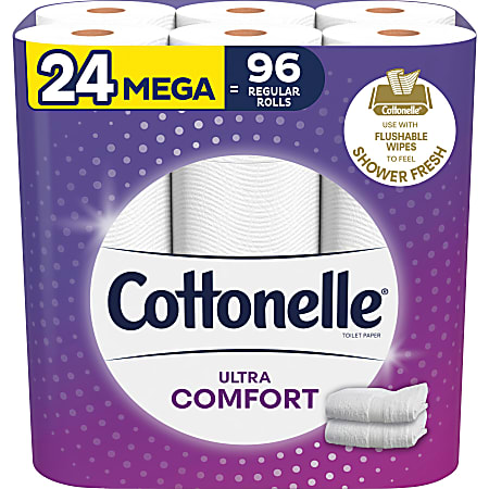 Cottonelle® UltraComfort Toilet Tissue, 3" x 3-7/8", White, 268 Sheets Per Roll, Pack Of 12 Rolls