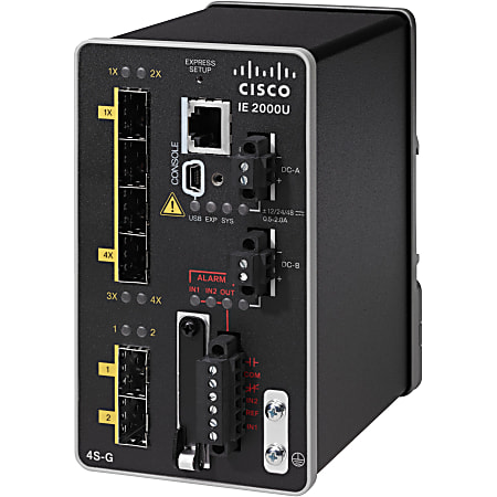 Cisco Cisco IE-2000U-4S-G Switch Chassis - Manageable - Fast Ethernet, Gigabit Ethernet - 10/100Base-T, 1000Base-X - 2 Layer Supported - 6 SFP Slots - Optical Fiber, Twisted Pair - Rail-mountable - 5 Year Limited Warranty