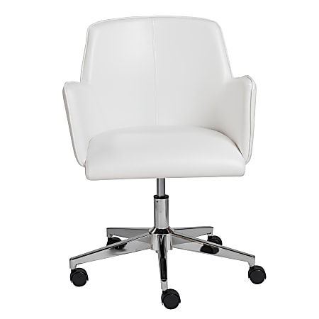 Eurostyle Sunny Pro Faux Leather Low-Back Commercial Office Chair, Chrome/White