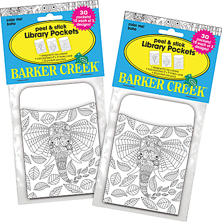 Barker Creek Peel Stick Library Pockets 3 x 5 Color Me Bohemian Animals ...