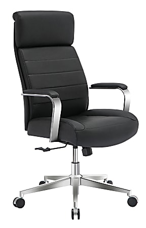 Realspace® Modern Comfort Modee Vegan Leather High-Back Executive Office Chair, Black/Chrome, BIFMA Compliant