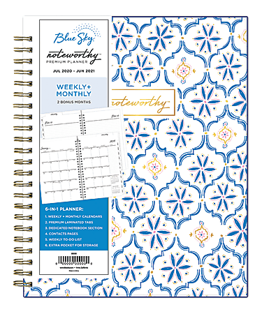 Blue Sky™ Noteworthy Weekly/Monthly Planner, 7" x 9", Fortuna, July 2020 To June 2021, 119024