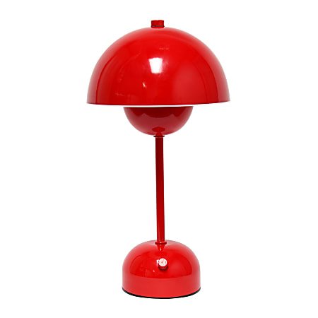 Simple Designs Mushroom Magic Dimming Rechargeable LED Touch Stick Lamp, 11-13/16"H, Red