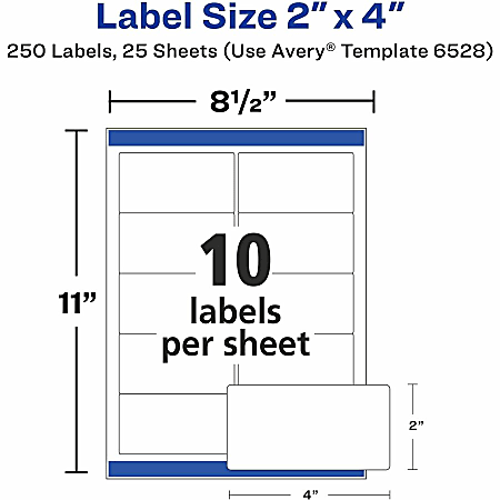 Avery Glossy Permanent Labels 6528 Mailing 2 x 4 White Pack Of 250