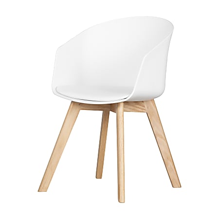 South Shore Flam Chair With Wooden Legs, White/Natural