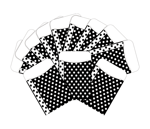 Barker Creek Peel & Stick Library Pockets, 3" x 5", Black/White Dots, Pack Of 60 Pockets