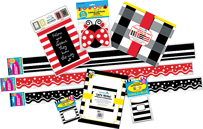 Barker Creek Classroom Décor Set, Follow Your Dreams Buffalo Plaid And Wide Stripes, Pre-K To College