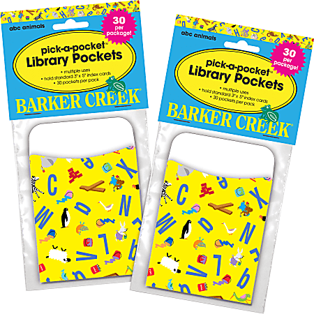 Barker Creek Library Pockets 3 x 5 ABC Animal Pack Of 60 Pockets ...