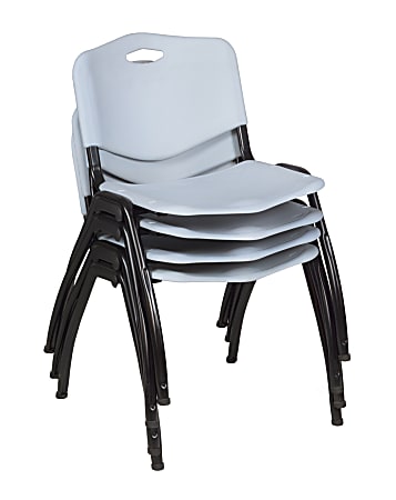 Regency M Breakroom Stacking Chairs, Chrome/Gray, Pack Of 4 Chairs