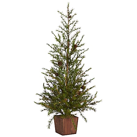 Nearly Natural Alpine Natural Look Artificial Christmas Tree, 3'