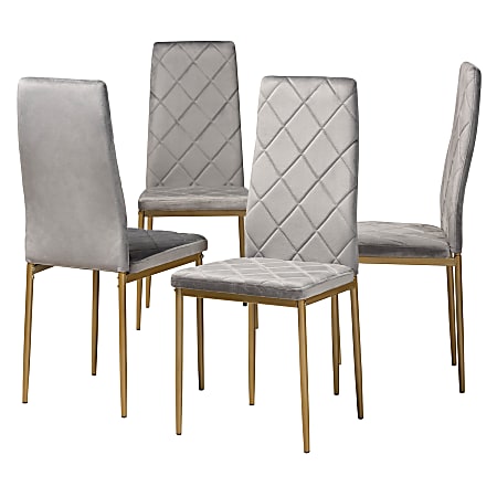 Baxton Studio Blaise Dining Chairs, Gray/Gold, Set Of