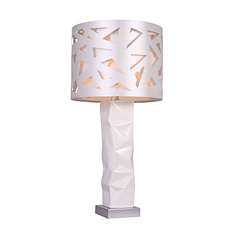 Elegant Designs Modern Tall Ceramic Table Lamp, 37"H, White Shade/White Base