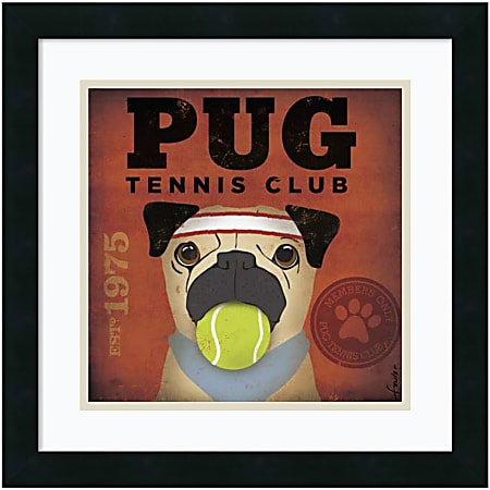 Amanti Art Pug Tennis Club Framed Art Print By Stephen Fowler, 18"H x 18"W, Black