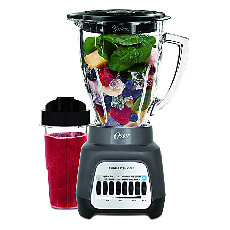 Oster Master Series Blender Plus Blend-N-Go Cup With Glass Jar, Metallic Gray