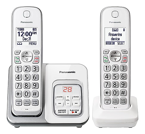Panasonic® 2-Handset Cordless Telephone With Digital Answering Machine, KX-TGD632W