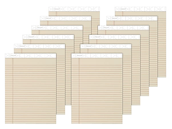 TOPS™ Prism+™ Color Writing Pads, 8 1/2" x 11 3/4", Legal Ruled, 50 Sheets, Ivory, Pack Of 12 Pads