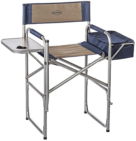 Kamp-Rite High-Back Director’s Chair With Side Table And Cooler, Tan/Blue