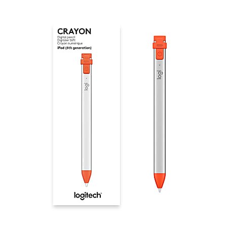 Logitech Crayon Digital Pencil For iPad 6th gen Capacitive Touchscreen Type  Supported Active Replaceable Stylus Tip Aluminum PolycarbonateAcrylonitrile  Butadiene Styrene PCABS Gray Orange Tablet Device Supported - Office Depot