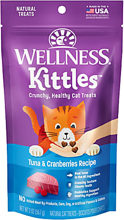 Wellness Pet Products Kittles Cat Treats, Tuna & Cranberry, 2 Oz, Total Qty 14