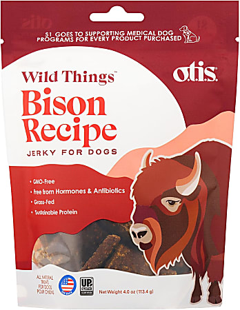 O.T.I.S Wild Things Dog Treat Jerky, Bison, 4 Oz, Total Qty 6