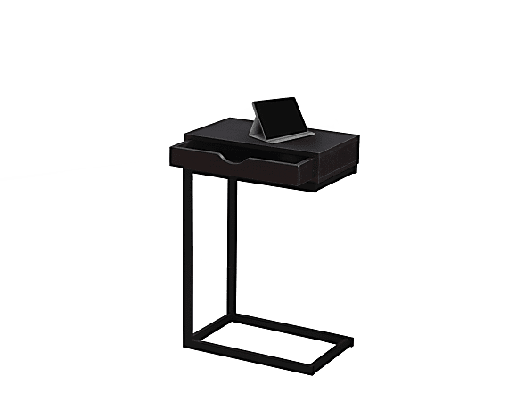 Monarch Specialties Accent Table - Espresso / Black Metal With A Drawer