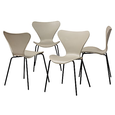 Baxton Studio Jaden Dining Chairs, Beige/Black, Set Of 4 Chairs