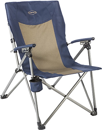 Kamp-Rite Hard Arm Reclining Chair, Tan/Blue
