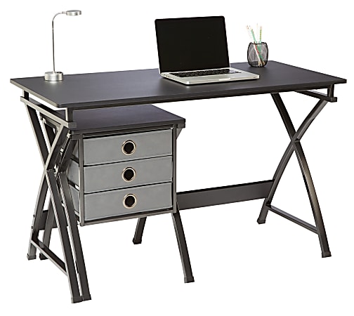 Realspace® X-Cross 48"W Computer Desk With File Cabinet, Black