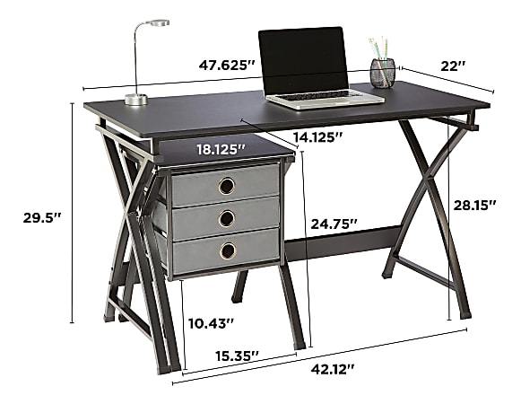 クロス　デスクセット Realspace X Cross 48 W Computer Desk With File Cabinet Black
