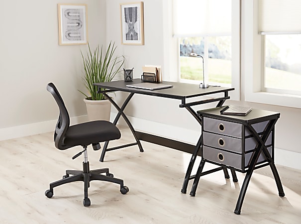 Realspace X Cross 48 W Computer Desk With File Cabinet Black Office Depot