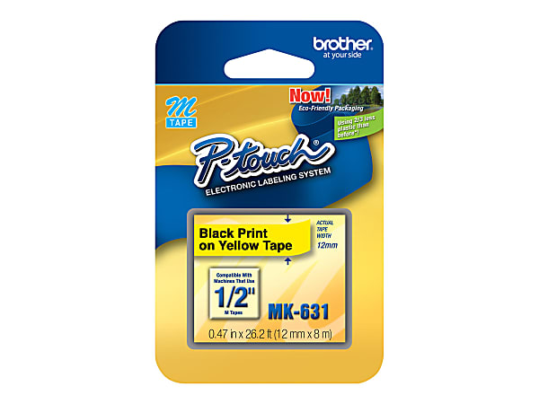 Brother MK631 - Black on yellow - Roll (0.47 in x 26.2 ft) 1 cassette(s) non-laminated tape - for Brother PT-45; P-Touch PT-100, 110, 45, 55, 65, 70, 75, 80, 85, 90, M95