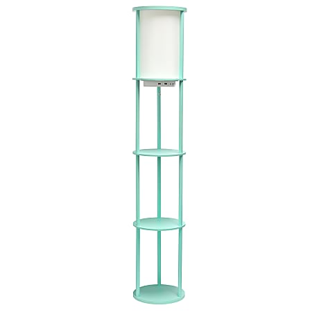 Simple Designs Round Etagere Floor Lamp, 62-1/2"H, White/Aqua
