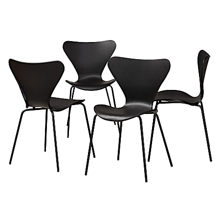 Baxton Studio Jaden Dining Chairs, Black, Set Of 4 Chairs