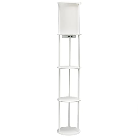 Simple Designs Round Etagere Floor Lamp, 62-1/2"H, White
