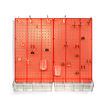 Azar Displays 70-Piece Pegboard Organizer Kit, Red
