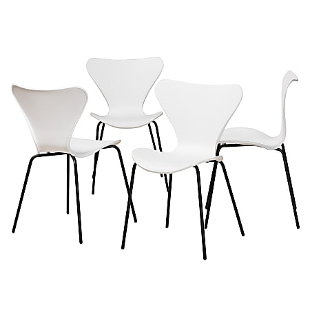 Baxton Studio Jaden Dining Chairs, White/Black, Set Of 4 Chairs