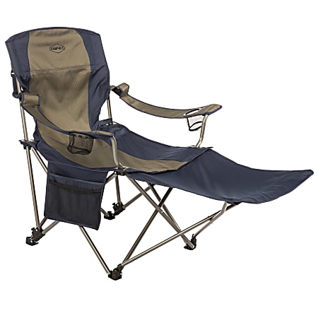 Kamp-Rite Chair With Removable Footrest, Tan/Blue