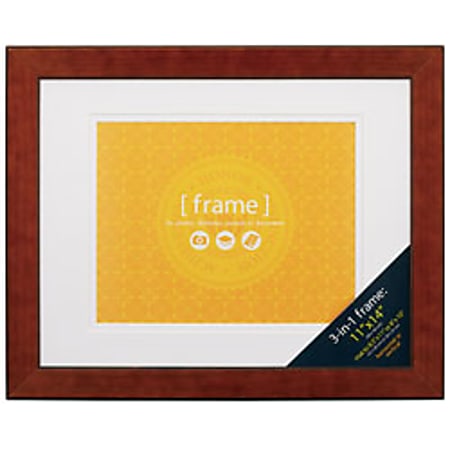 3-in-1 Wood Document And Photo Frame, 11" x 14", Walnut