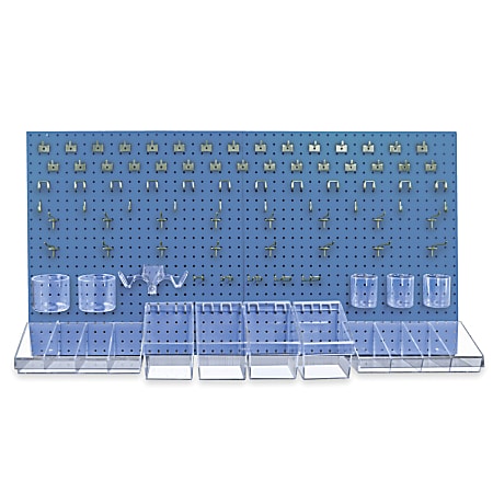 Azar Displays 125-Piece Pegboard Organizer Kit, 24" x 48", Blue