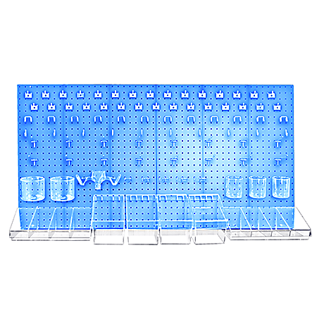 Azar Displays 125-Piece Pegboard Organizer Kit, 24" x 48", Blue