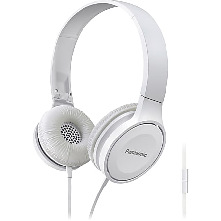 Panasonic Lightweight On-Ear Headphones with Mic + Controller - White- RP-HF100M-W - Stereo - Mini-phone (3.5mm) - RPHF100MW
