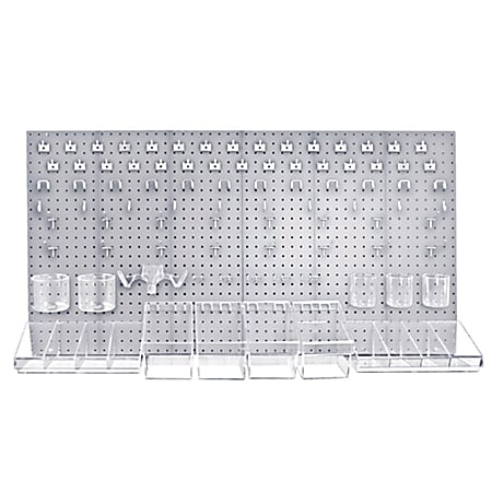Azar Displays 125-Piece Pegboard Organizer Kit, 24" x 48", Clear