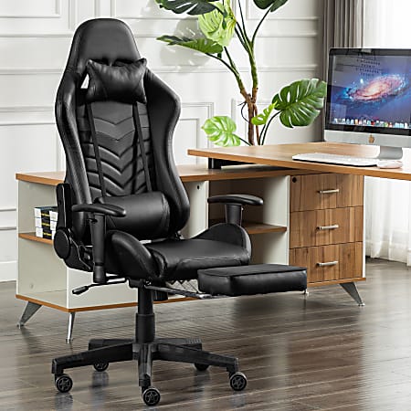 Vegan Leather Computer Gaming Chair with Foot Rest